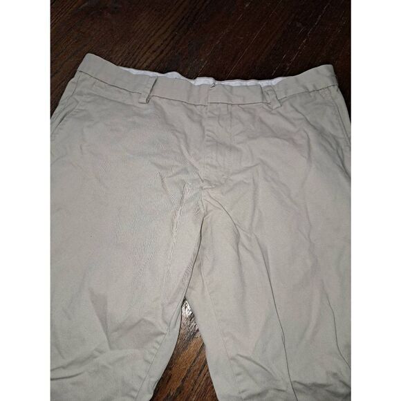 33x30 Old Navy Khaki Tan Classic Straight Flat Front Cotton Pants with Pockets - Picture 2 of 3